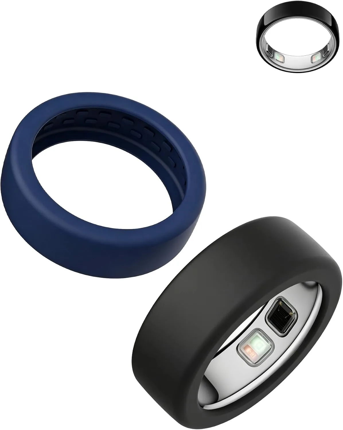 Funda de silicona para Oura Ring 5 Uyrurel 2 unidades talla M (10-13) negro y azul