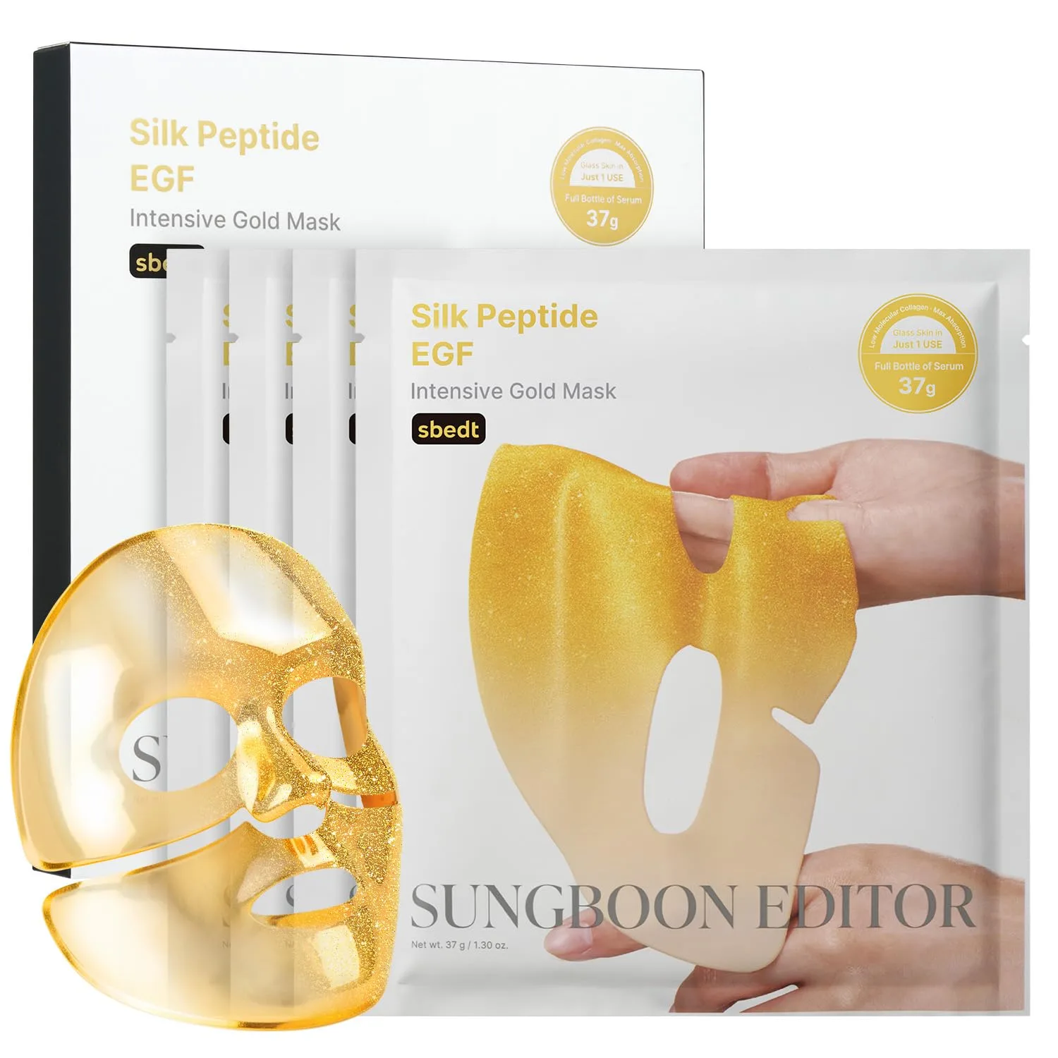 SUNGBOON EDITOR Deep Collagen Silk Peptide EGF Gold Overnight Mask, 37gx4ea