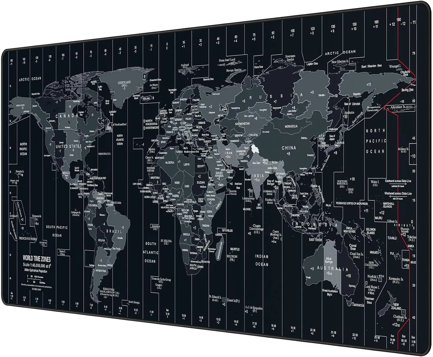 Large Mouse Pad 35.4x15.7 Inch World Map - XXL Gaming Desk Mat with Non-Slip Rubber Base, Stitched Edges | Keyboard and Mouse Pad for Gaming/Office | Portable Desk Pad