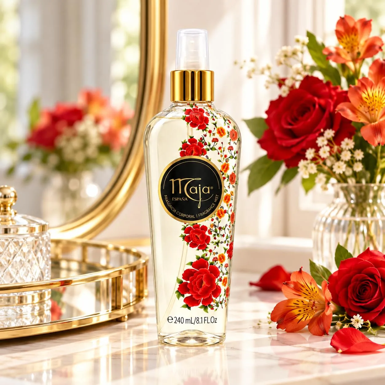 Maja Classic Perfumed Body Mist, Delicately Scented to refresh your Body with Flowers Essential Oils, Transparent, 8.1 Fl Oz, Spray Bottle
