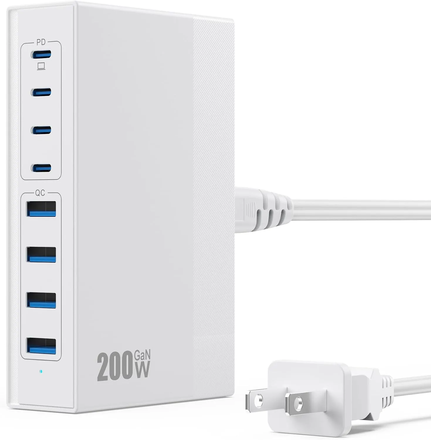 USB C Charger Block 200W[2026 Upgraded] GaN III 8 Port Fast Charging Station Hub,PD 65W USB C Laptop Charger Compatible with MacBook Pro/Air,iPad,iPhone 16/15,Galaxy S23/S24 Steam Deck Dell XPS etc