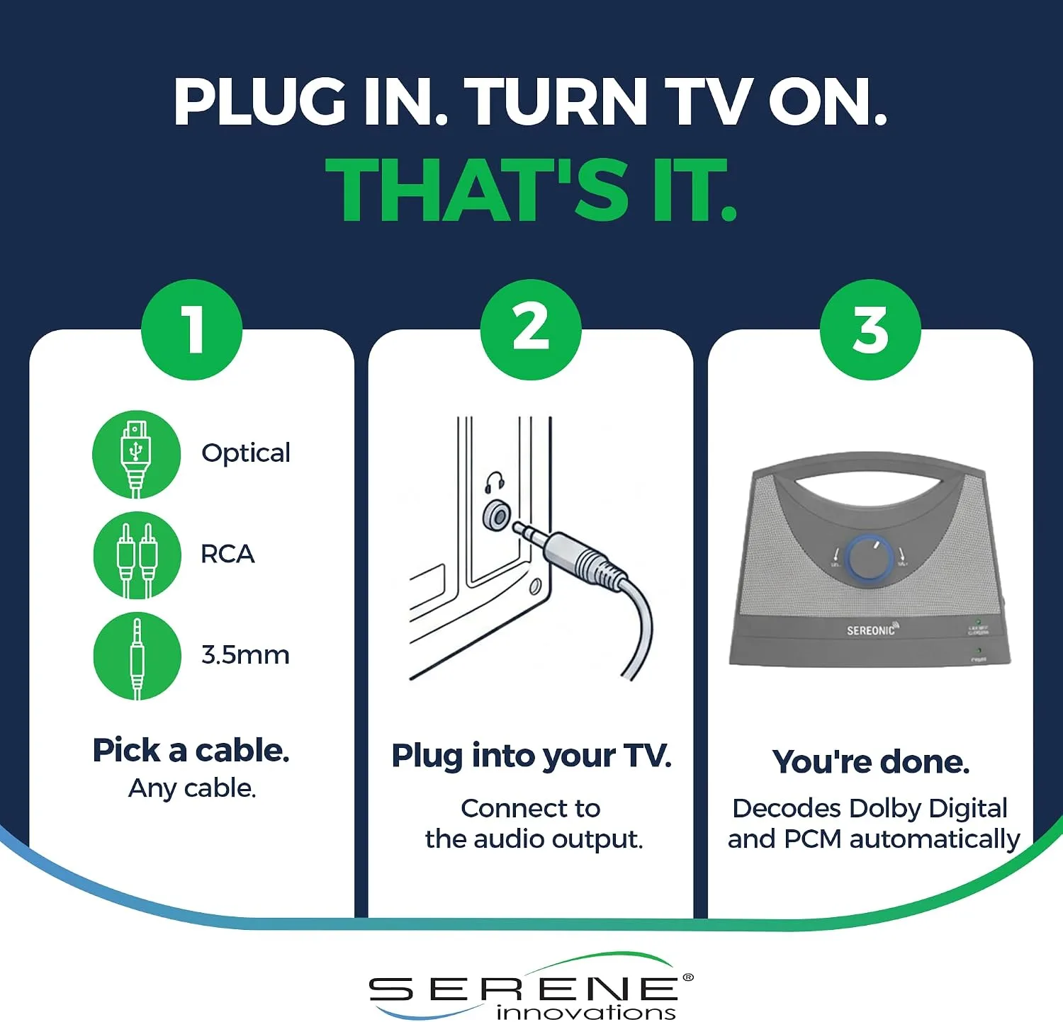 SEREONIC Wireless TV Speakers for Hard of Hearing - Portable, Powerful, and Convenient