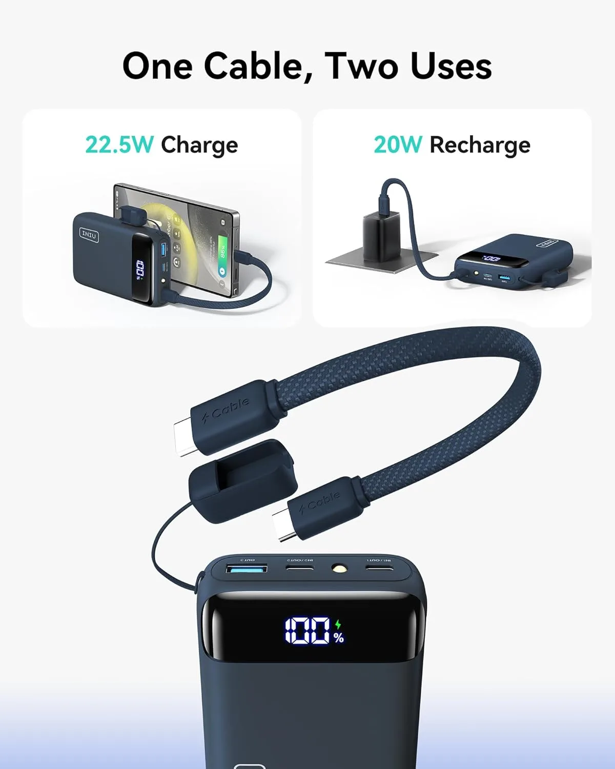 INIU Portable Charger, Smallest 20000mAh 22.5W Fast Charging Power Bank