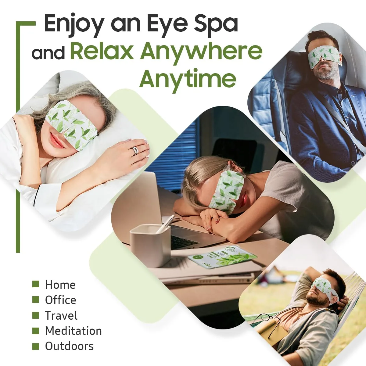 BeHoomi 30Packs Steam Eye Mask, Heated Eye Mask for Dry Eyes, Green Tea