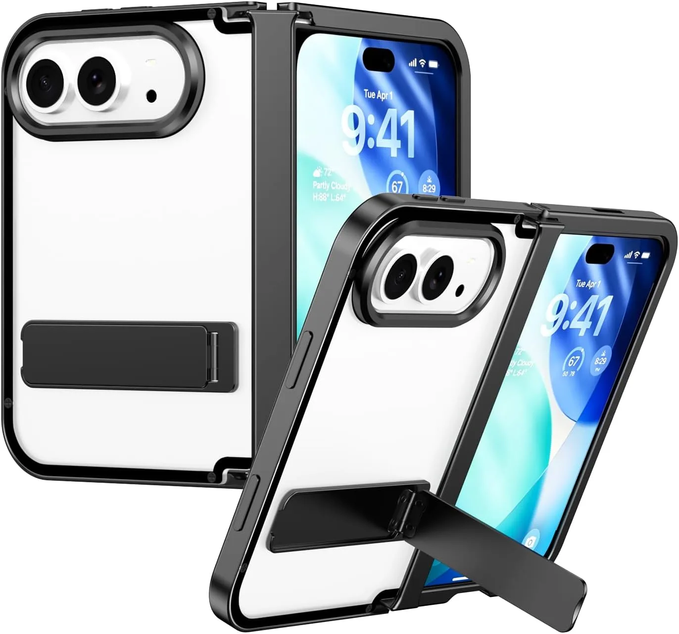 Carcasa de aluminio JIAONASHIJA para iPhone Duo con soporte abatible negra