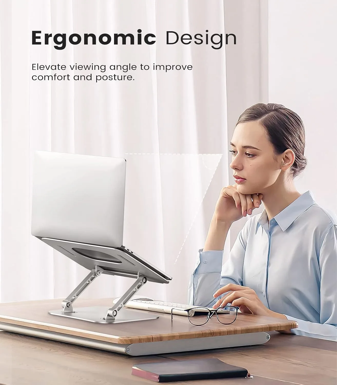 JOIOT Adjustable Aluminum Laptop Stand, Ergonomic Riser for 11-16" Laptops