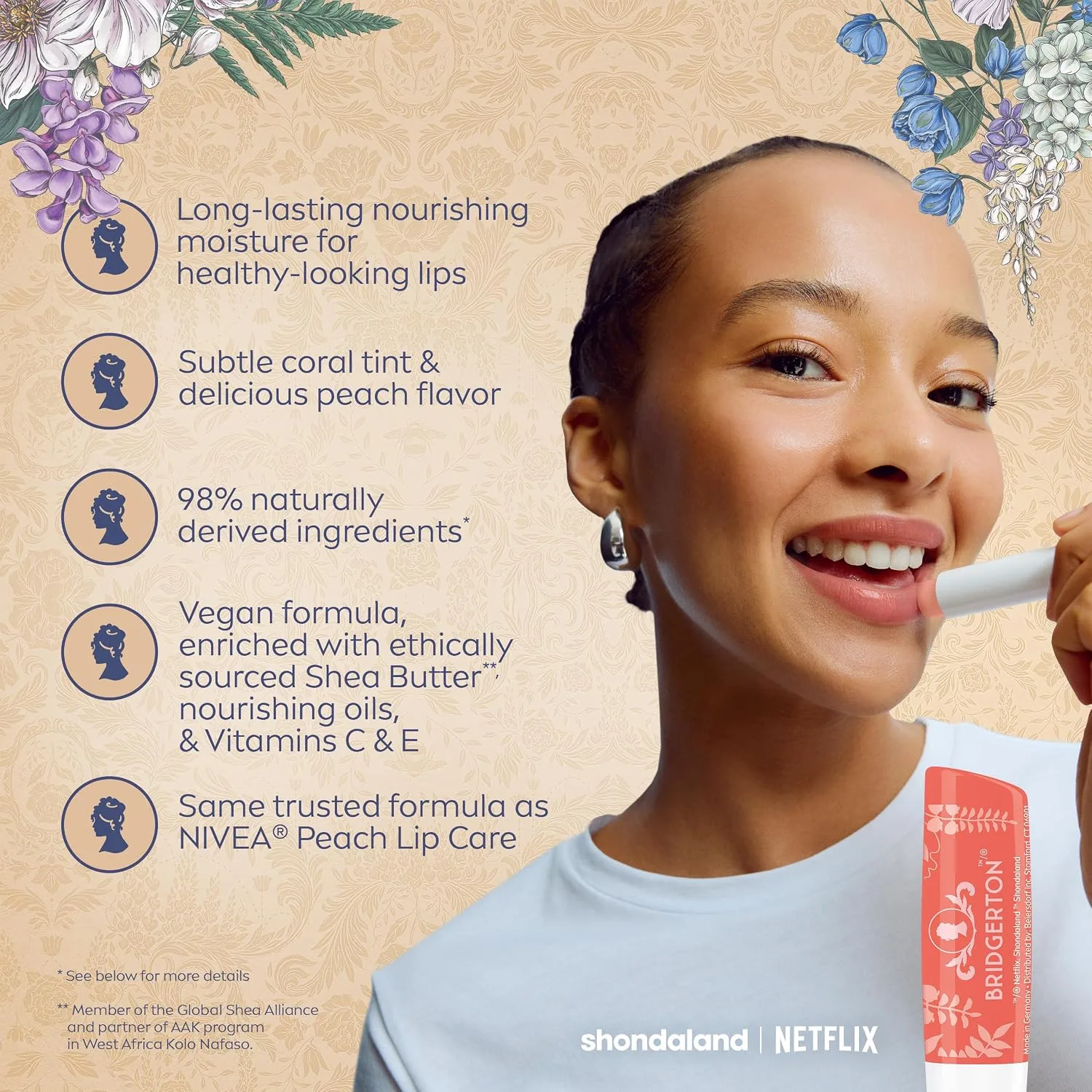 NIVEA Lip Care, Bridgerton Design Lip Balms, Variety Pack, 4 x 0.17 OZ