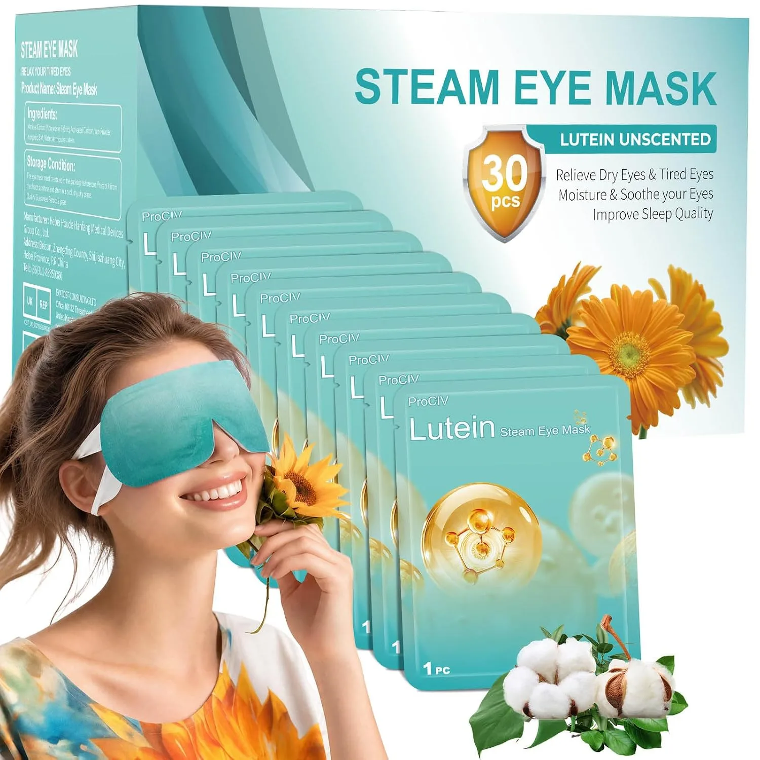 Mascarilla facial para ojos Prociv Steam Eye Mask 30 unidades auto calentable