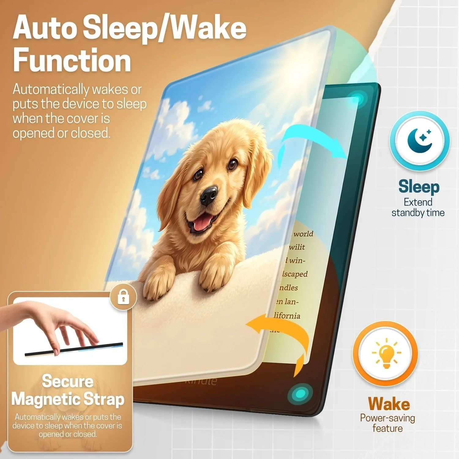 TNP Kindle Paperwhite 12th Gen Case, Colorsoft 7-Inch Cover, Dog Smile