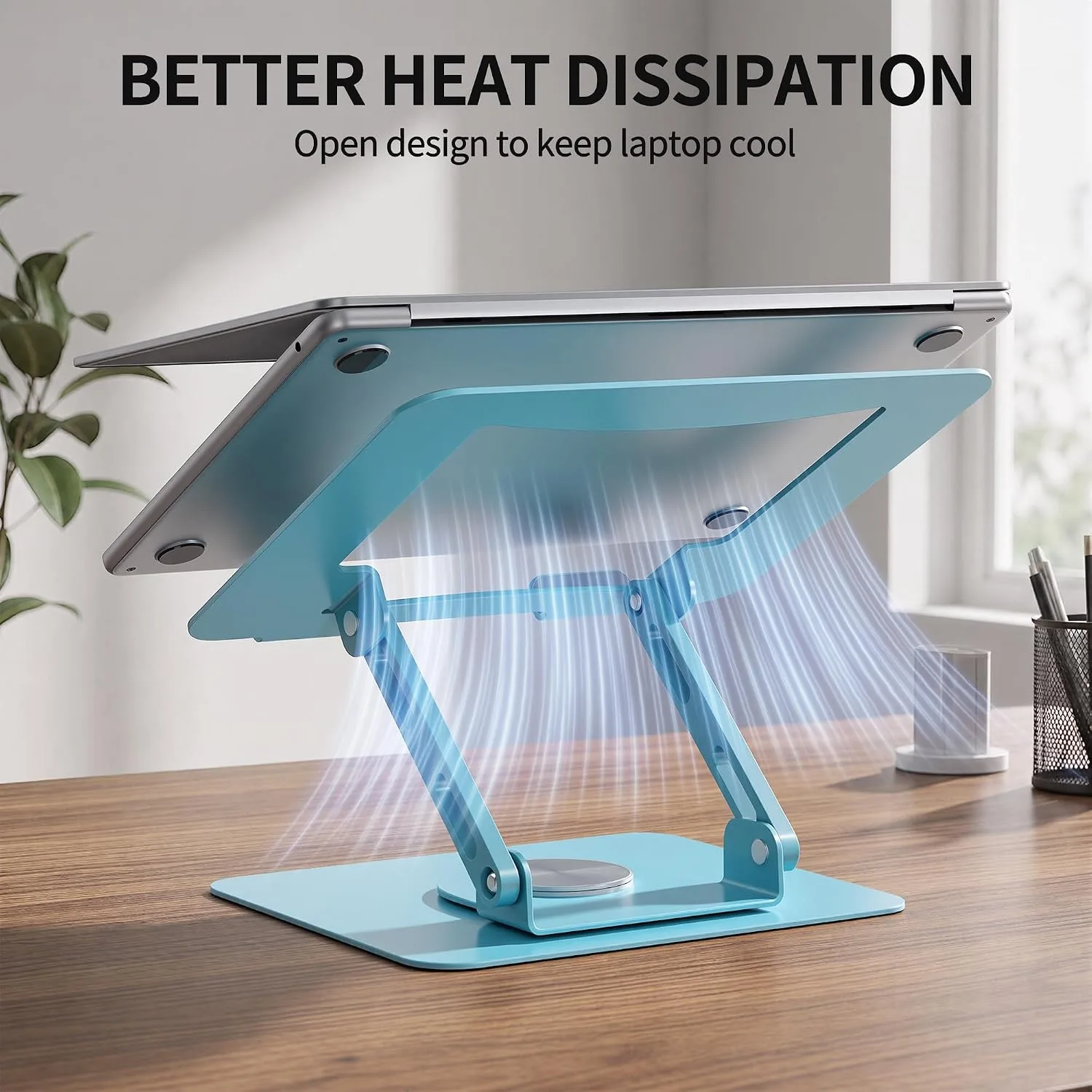 SOUNDANCE 360 Rotating Laptop Stand, Adjustable Riser,10-17", Blue