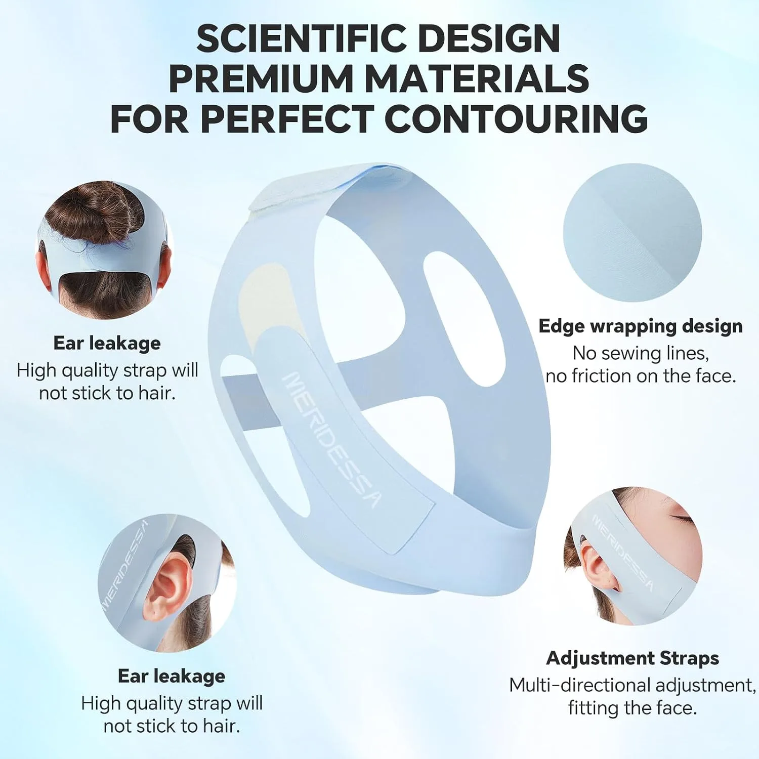 V-Lift Pro V-Line Lifting Face Mask - Anti-Wrinkle & Face Contouring Wearable Band, Double Chin Reducer for Sculpted Jawline, Seamless Design with Breathable Fabric (Blue)