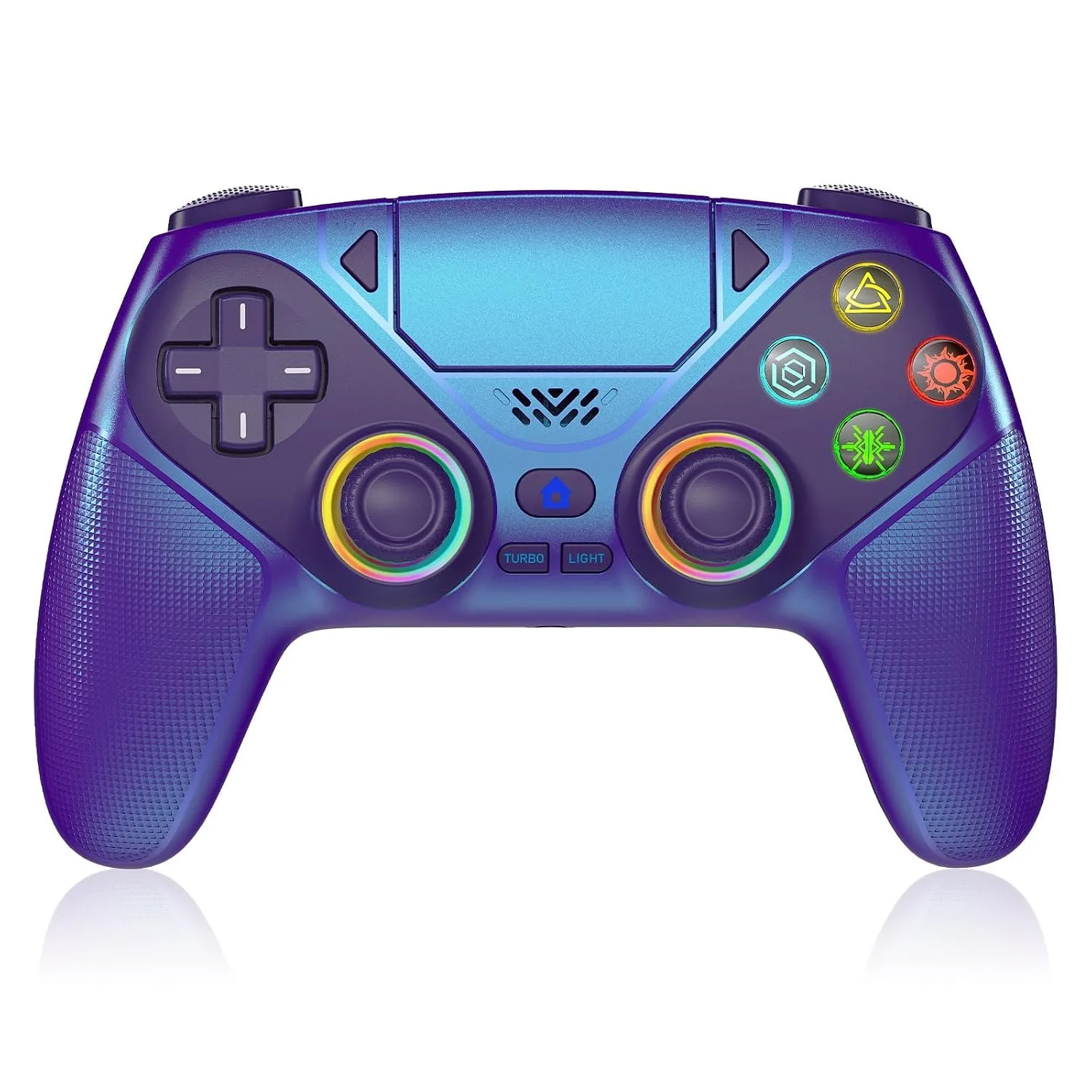 Gamrombo RGB Wireless Controller for PS5/PC – Bluetooth Gamepad with Turbo, Macro, Dual Vibration, 6-Axis Motion, 3.5mm Audio Jack & 1000mAh Battery