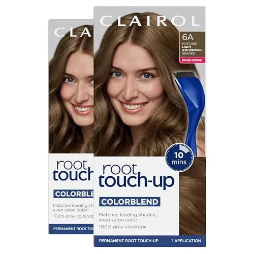 Tinte Permanente para Raíces Clairol Root Touch Up 6A Castaño Ceniza Claro Pack 2