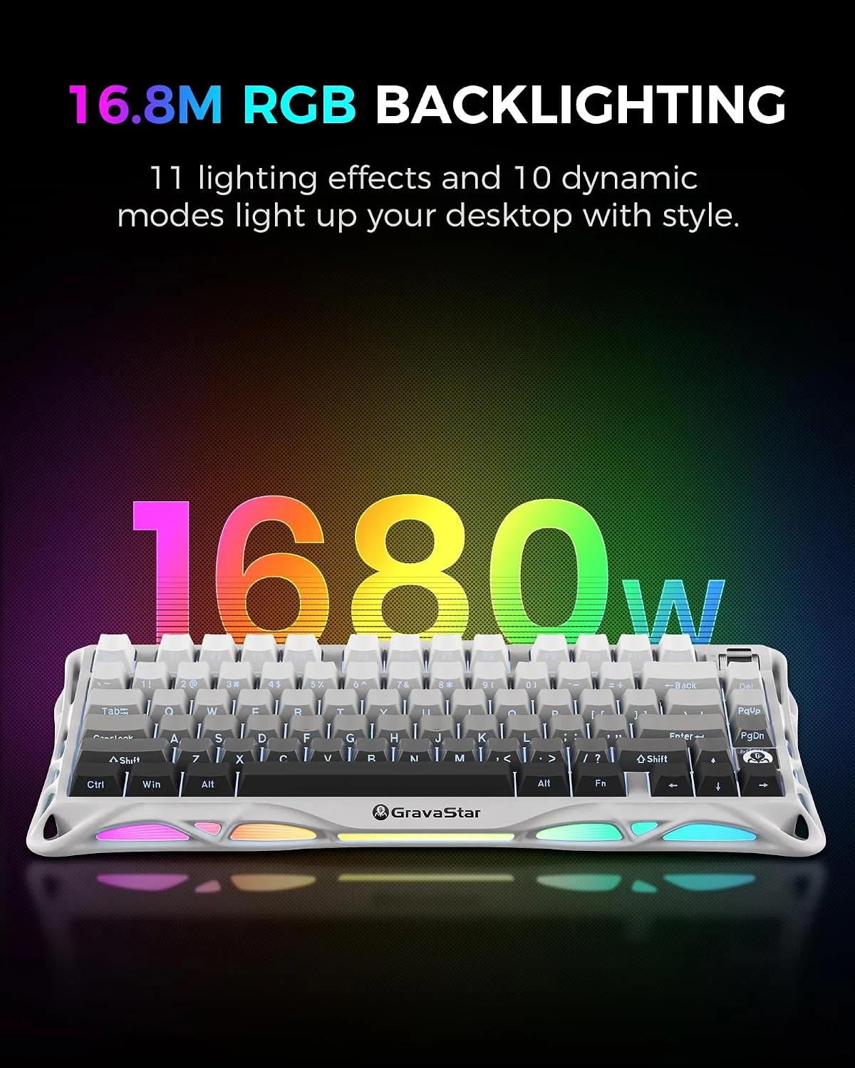 GravaStar Mercury K1 75% Wireless Mechanical Gaming Keyboard RGB Backlit