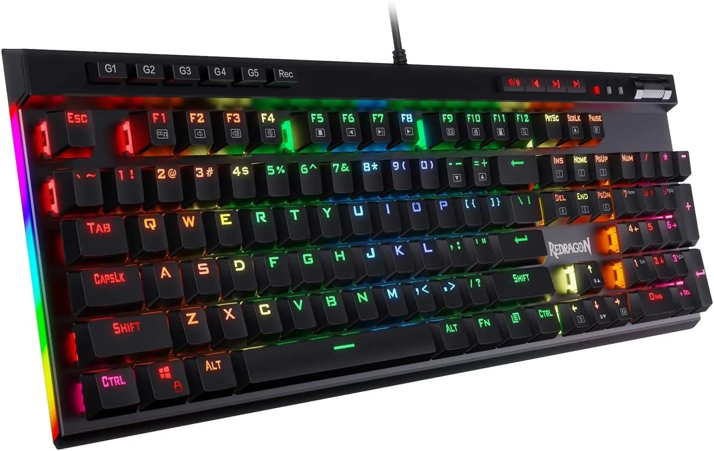 Teclado Gamer Redragon K580 Mecánico RGB Cableado con Teclas Macro y Rueda Multimedia