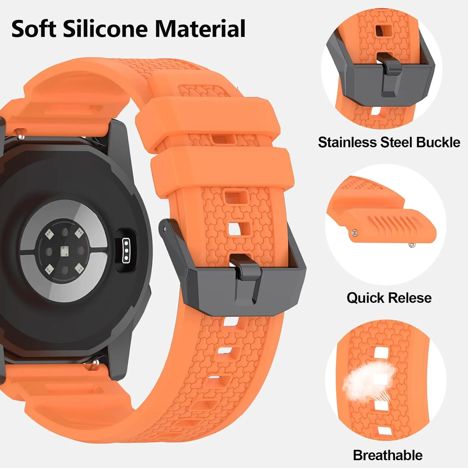 Silicone Strap Compatible with COROS Apex 4 46mm/Nomad, 24mm Band for Garmin Venu X1, Ticwatch Atlas/Pro 5/Pro 5 Enduro, iTOUCH AIR3 Breathable Replacement Bands for Women Men