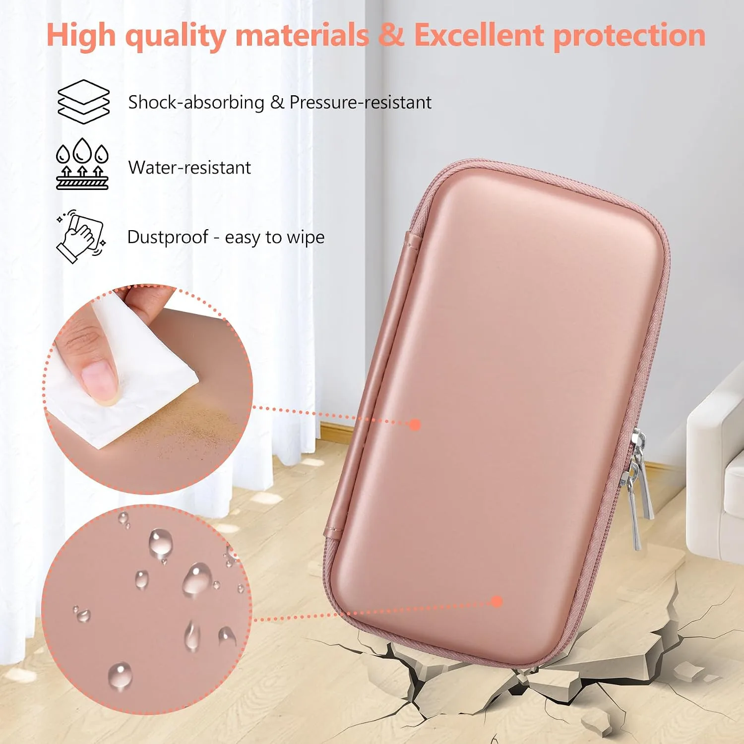 Supmay Hard Carrying Case Compatible with Nintendo DS Lite NDSL, Gameboy Advance Games Storage Holder Travel Bag with Mesh Pocket for USB Charging Cable, Stylus, Earphones, Game Cartridge, Rose Gold