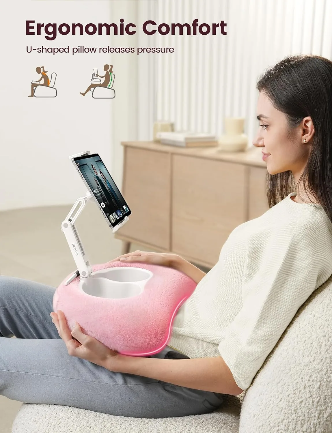 Lamicall Kindle Holder Tablet Pillow Stand Extendable Arm iPad Soft Pad