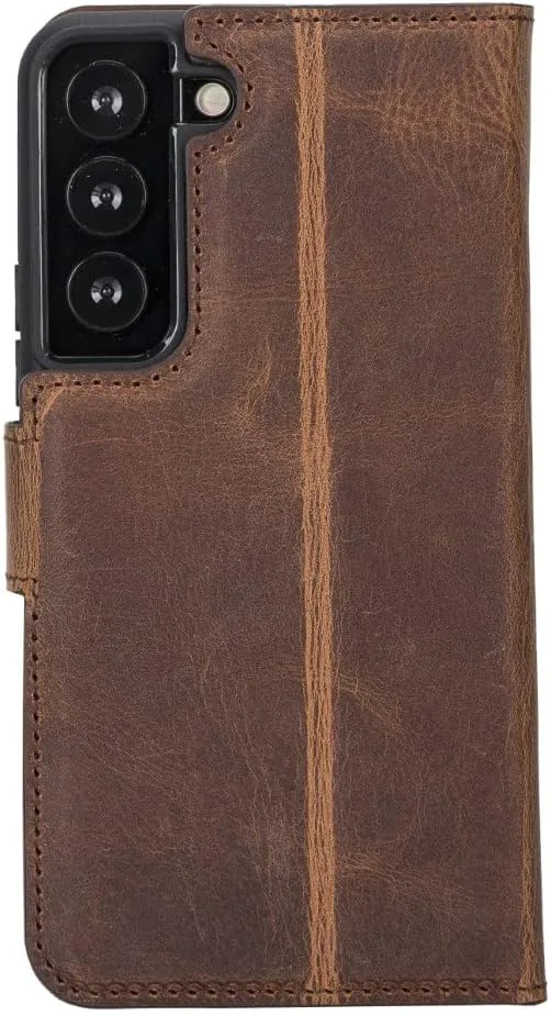 VENOULT Wallet Case for iPhone, Full Grain Genuine Turkish Leather, Magnetic Detachable, RFID 4 Card Slots, Business Style, Compatible with MagSafe (Rustic Black, iPhone 16 Pro)