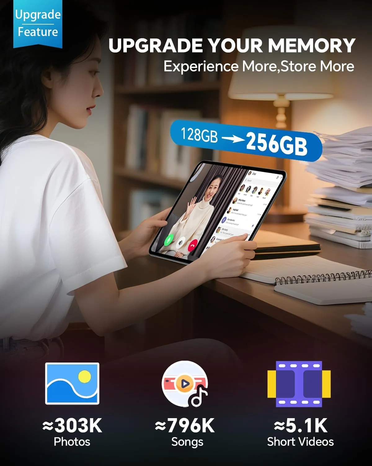 TECLAST Android 16 T65 13.4 inch Large Tablet, 256GB ROM, 12H 8000mAh Battery, 120Hz 1920x1200 IPS Display, 2.2Ghz Octa-Core Processor, 2.4/5G Wi-Fi+4G LTE, GPS, Ideal for Streaming and Learning