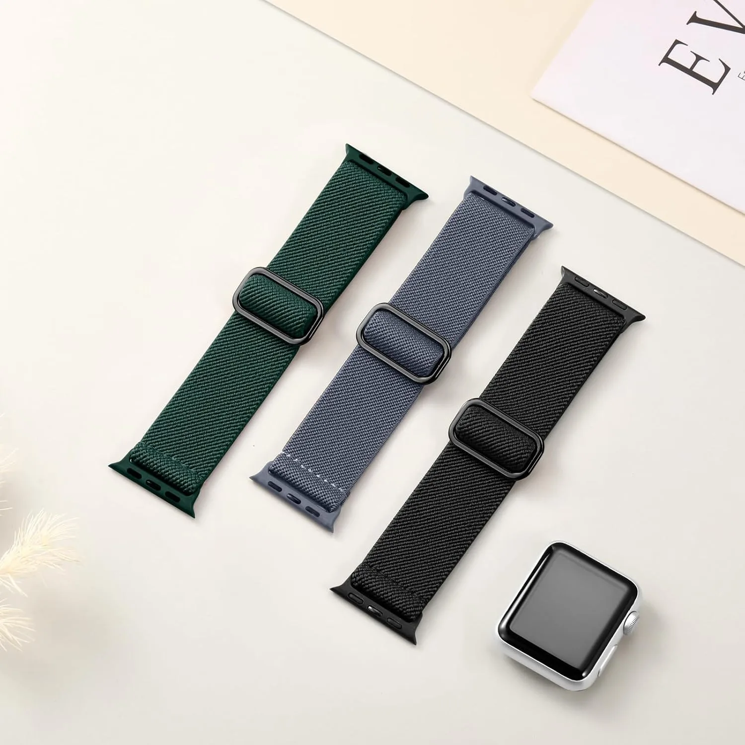 DaQin 3 Pack Stretchy Solo Loop Compatible with Apple Watch Bands Men Women