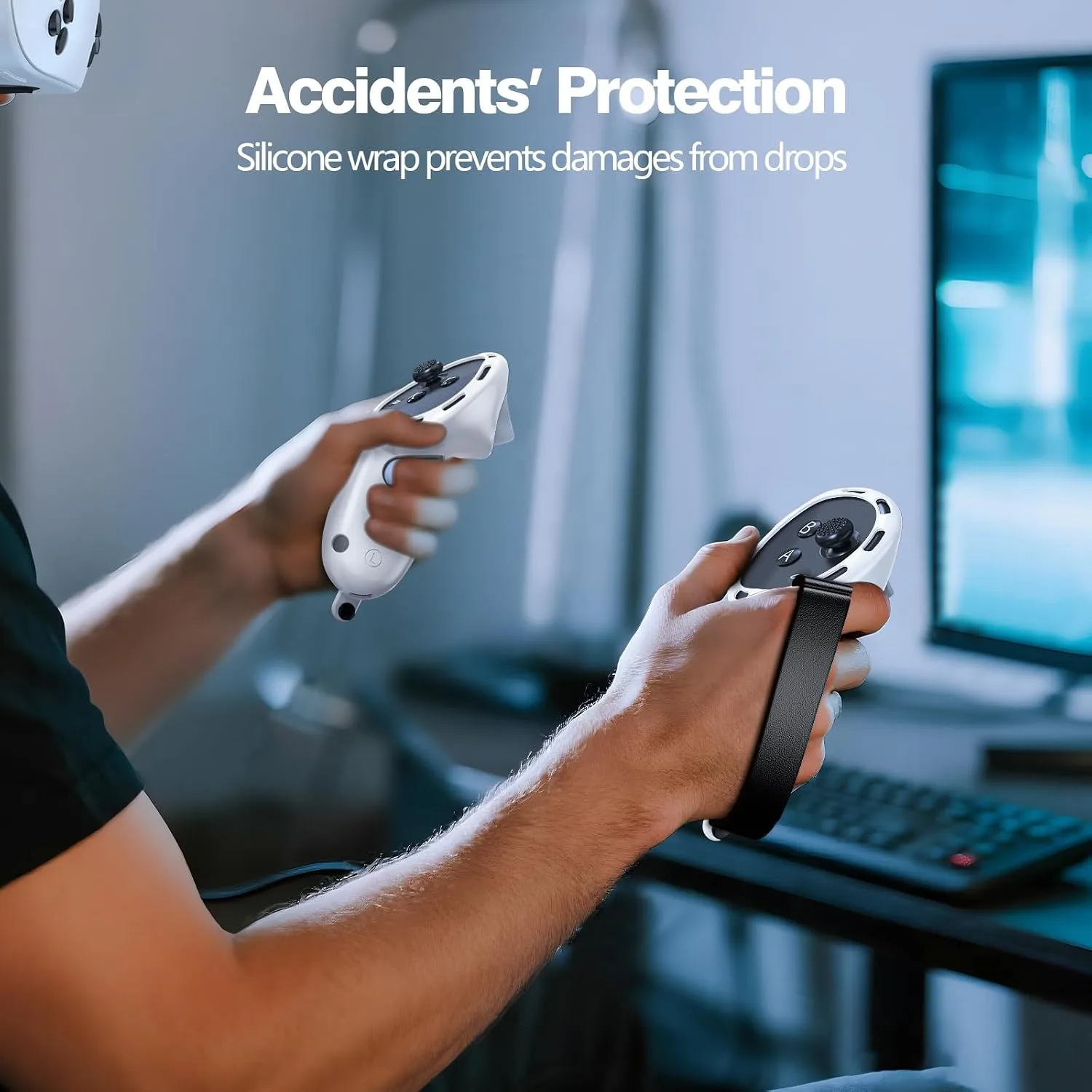 Controller Grip for Meta Quest 3S Oculus Quest 3 VR Grips Cover for VR Touch Controllers Straps Silicone Covers Protector with Non-Slip Thumbstick Covers 1Pair White