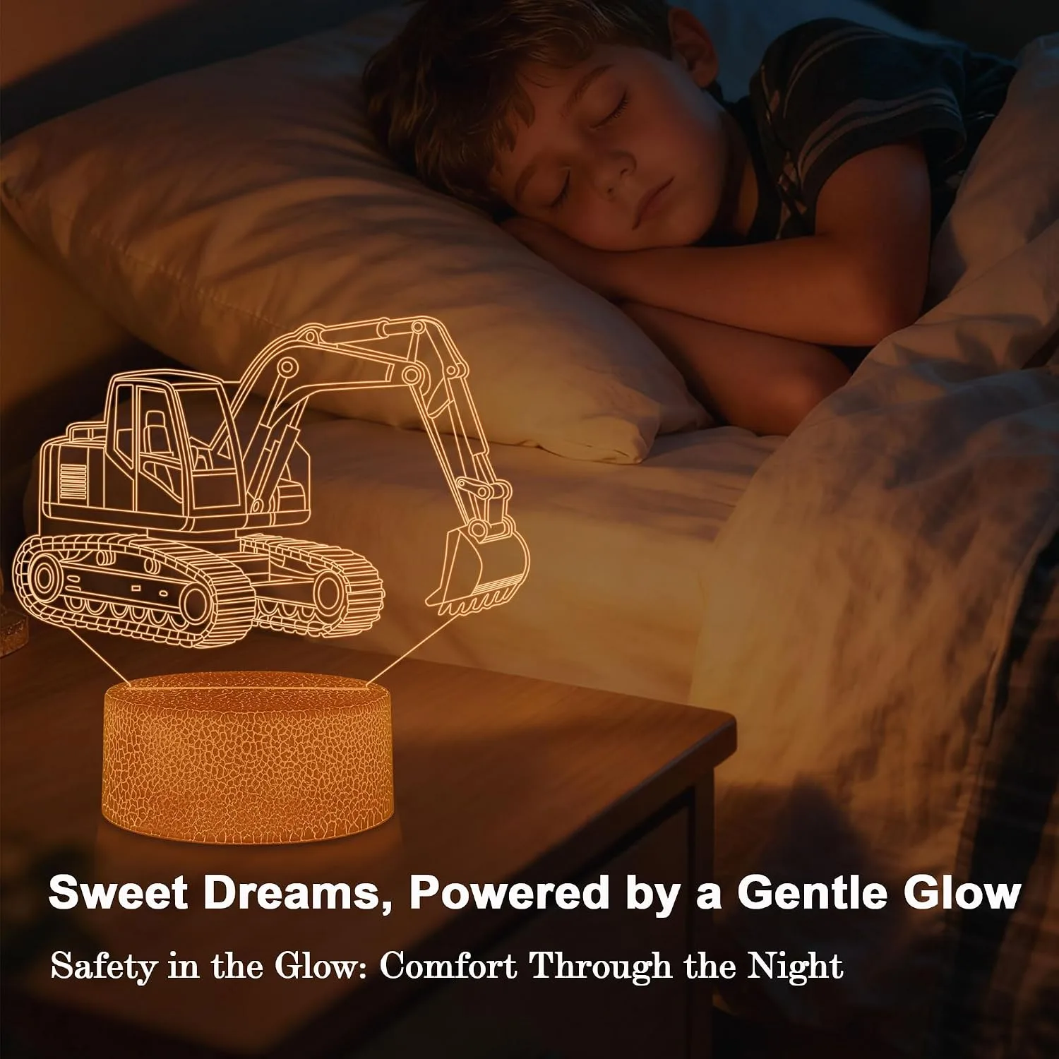 Boys Night Light with 3 Patterns, 3D Acrylic Car Illusion Lamp, Monster Truck Room Decor, 16 Color Changing with Remote Control, Birthday & Holiday Gift for Monster Truck Fans