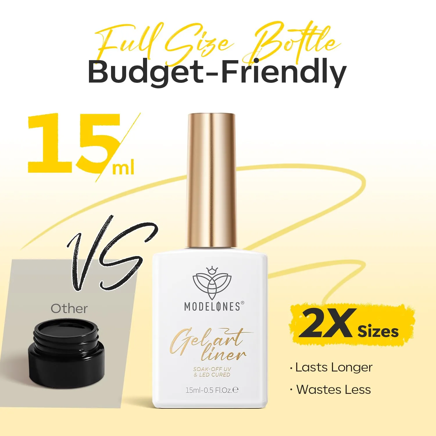 modelones Butter Yellow French Tip Liner Gel Polish 15ml Fine Brush