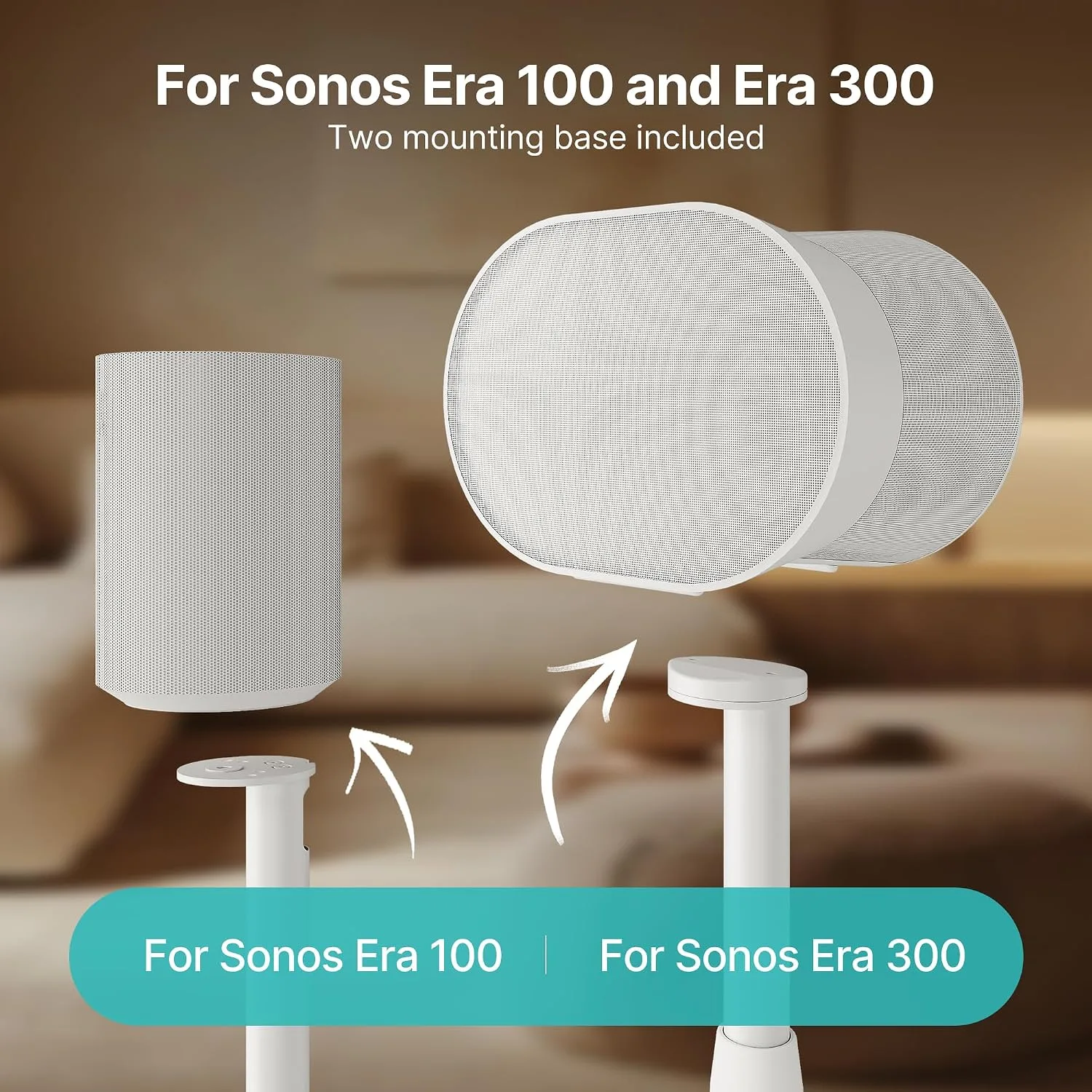 26.9"-42" Speaker Stands Pair Compatible with Sonos Era 100 and 300, 1 Pack