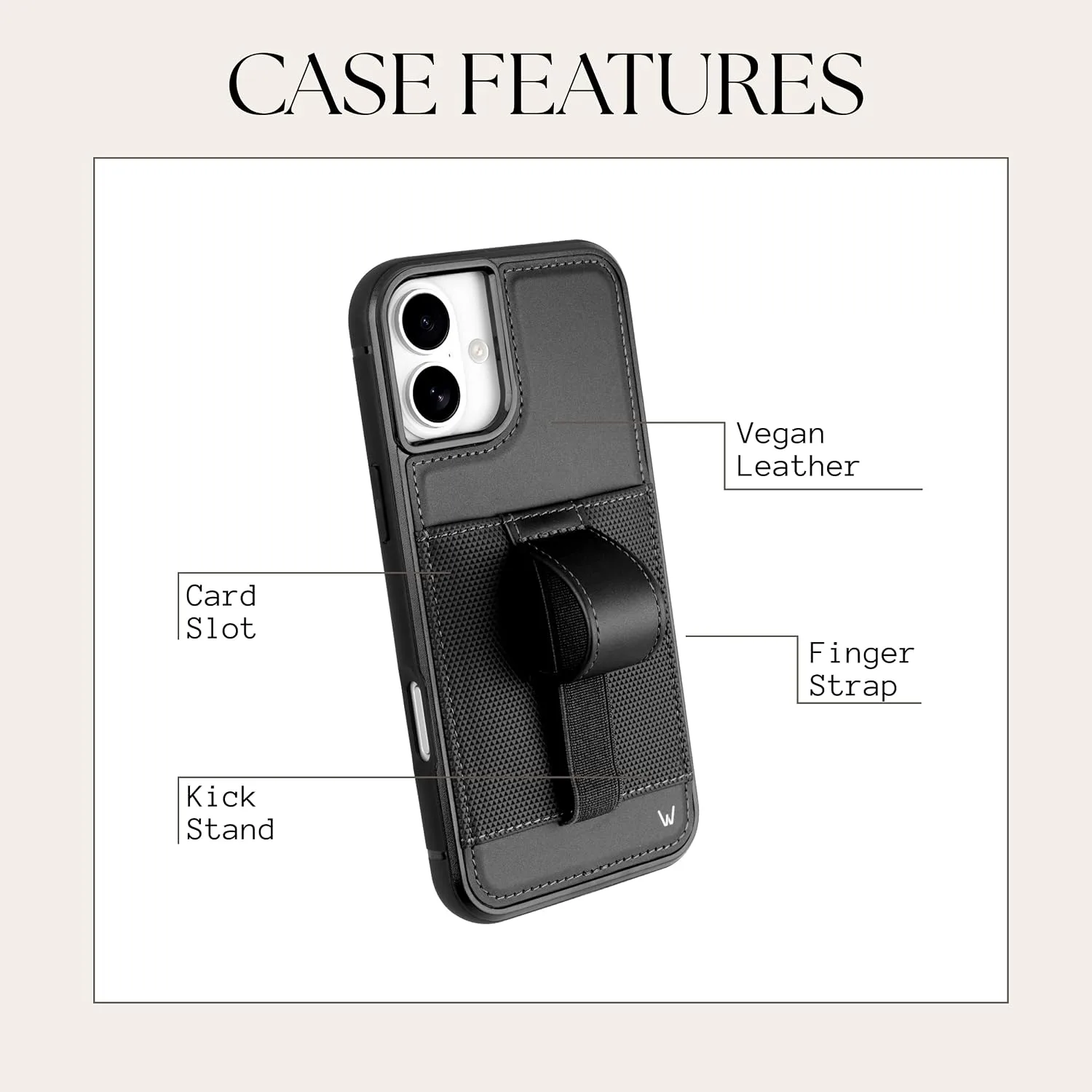Walli Cases Wallet Phone Case for iPhone 16 Plus, Card Holder Kickstand