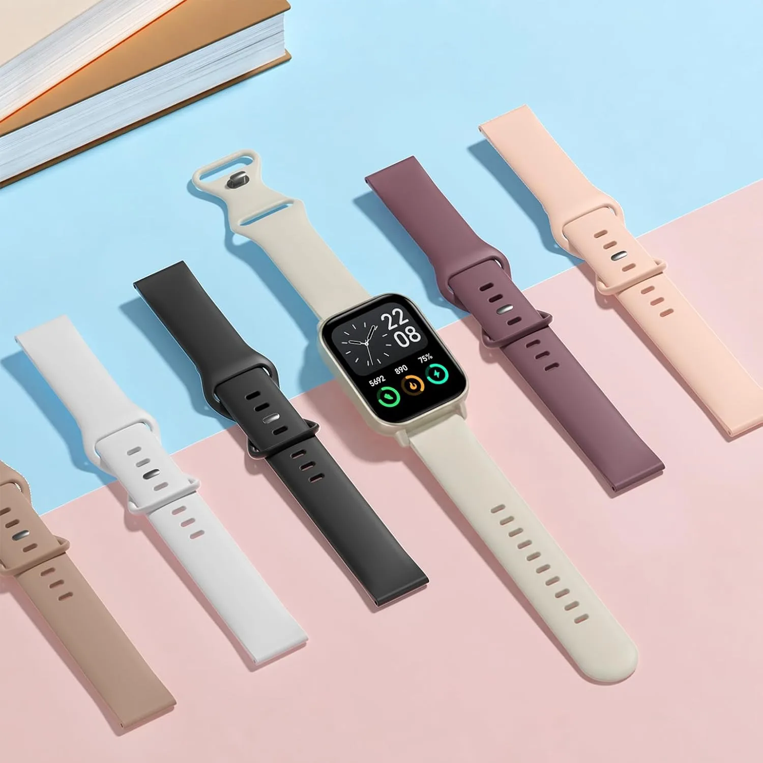 Compatible with Veryfit Smart Watch Bands IDW13 IDW16 IDW19 IDW26 IDW28, 6-Pack 22mm Quick Release Soft Silicone Sport Straps Replacement Wristband