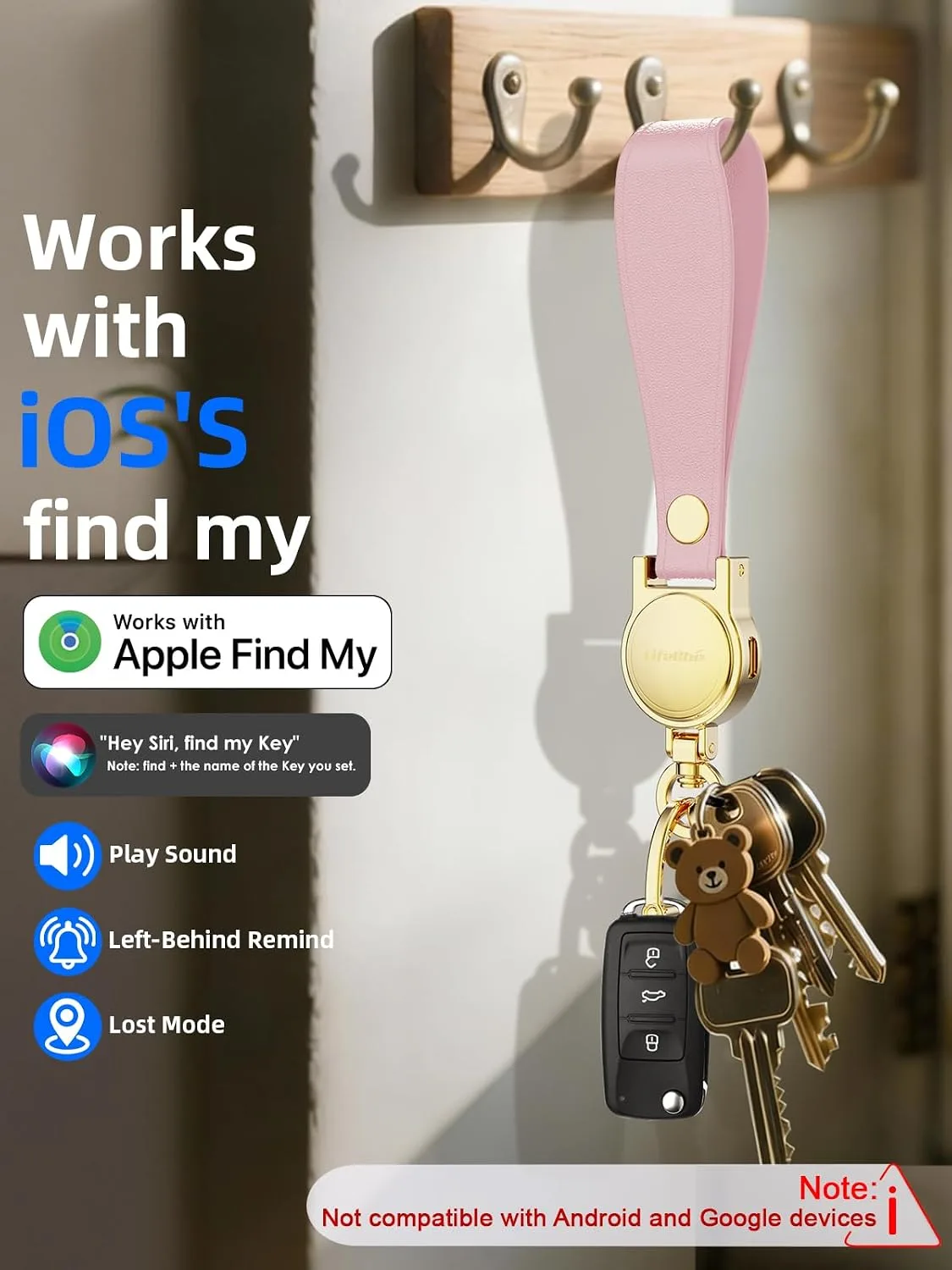 Find My Key Finder, Stainless Steel Keychain, Rechargeable Tracker