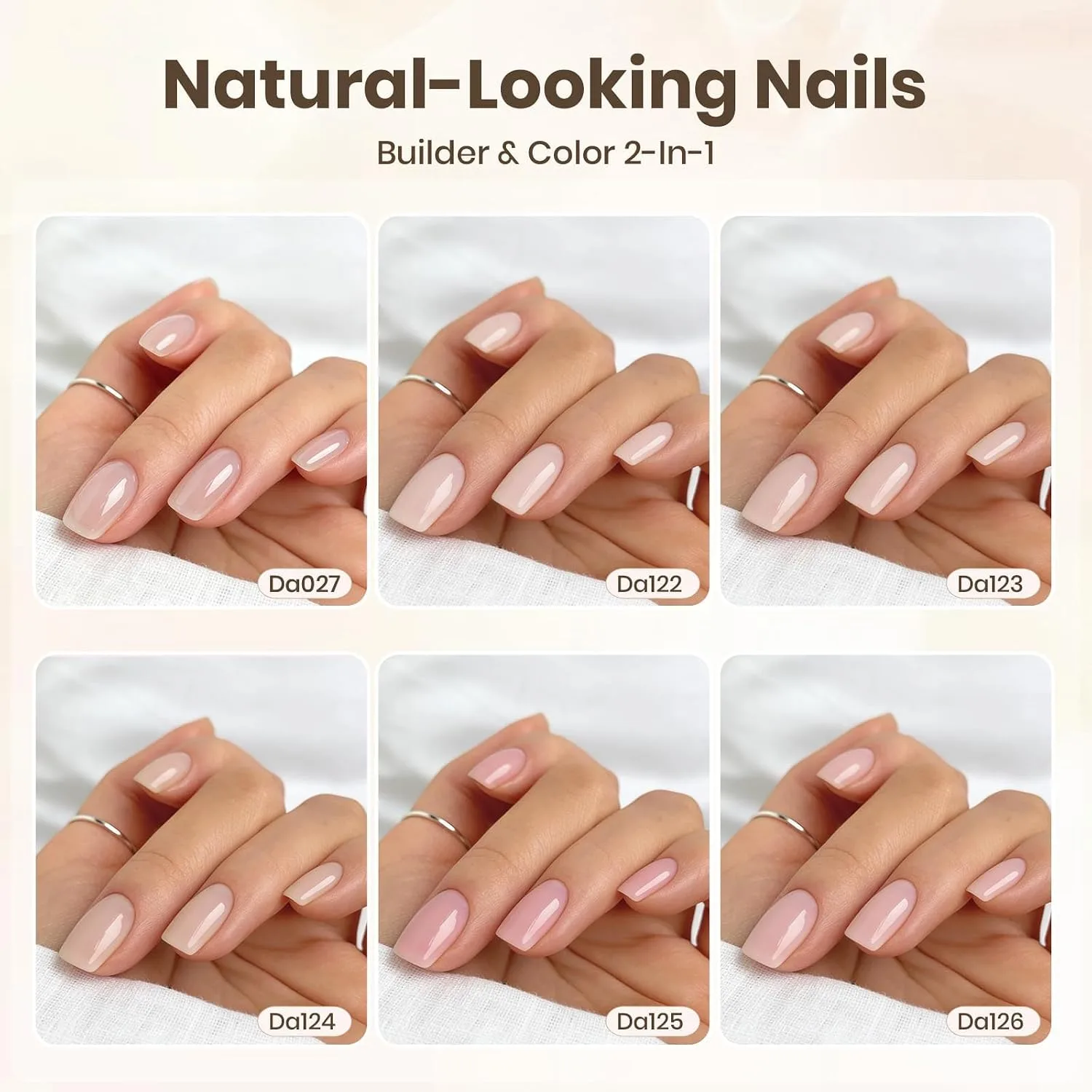 Beetles Builder Gel Nude & Pink, TPO & HEMA-FREE 6 Colors & Nail Brush