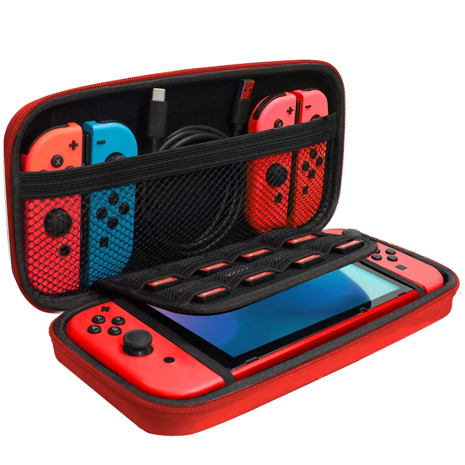 Orzly Essential Accessories Bundle for Nintendo Switch 1 & OLED, Red
