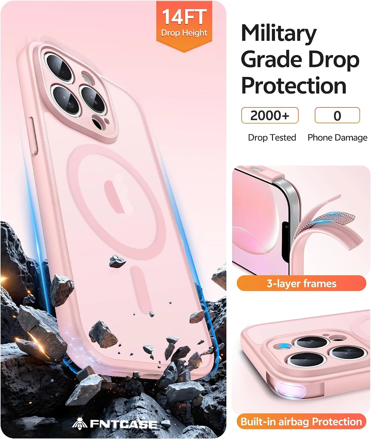 FNTCASE for iPhone 13 Pro Case, Fit for Magsafe, Screen Protector