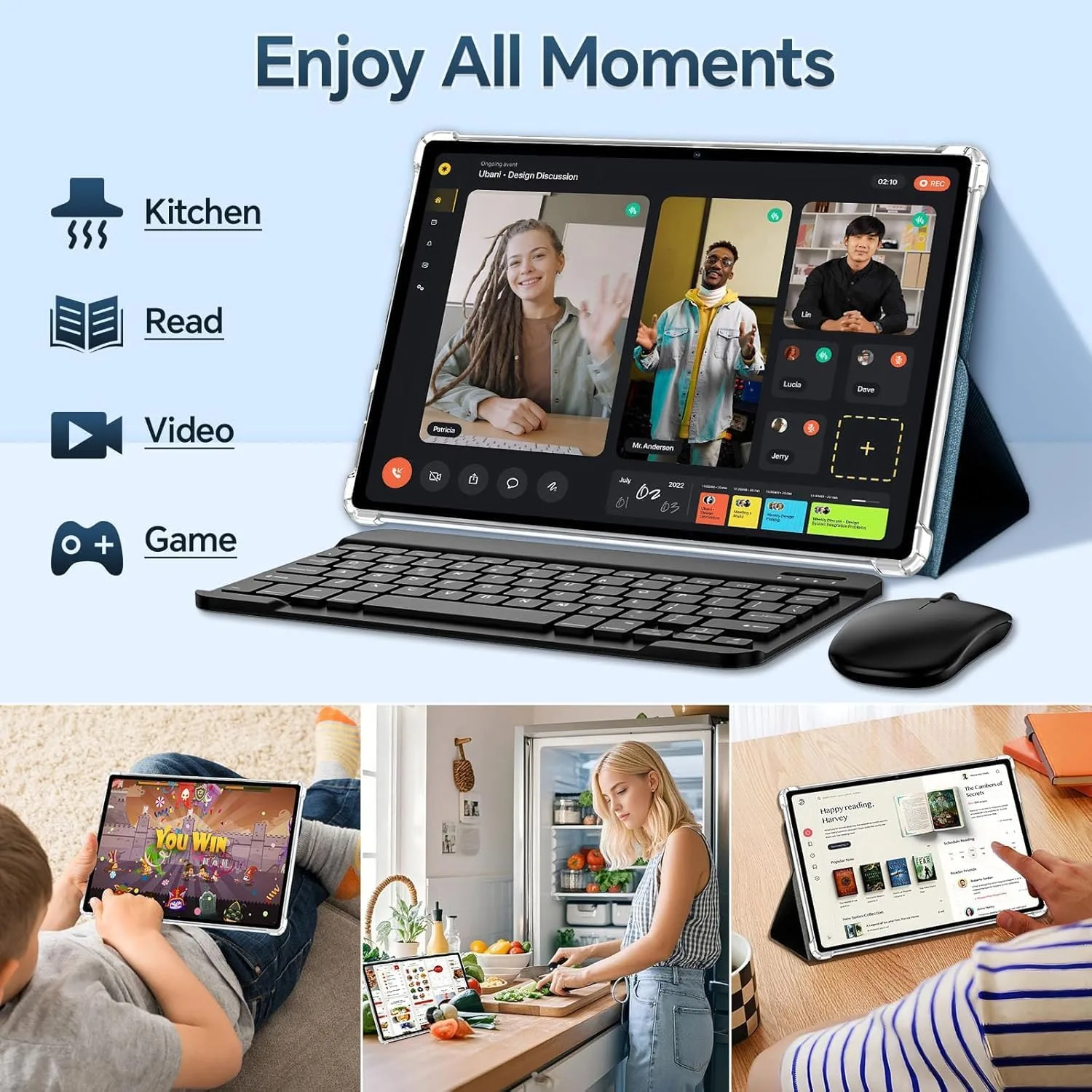 R6 Tablet Android 15, 10 Inch IPS Touchscreen, Octa-Core Processor, 16GB RAM + 256GB ROM, 13MP + 5MP Dual Camera, 8000mAh Battery, Dual-Band WiFi (2.4G/5G), Tablet for Work and Study