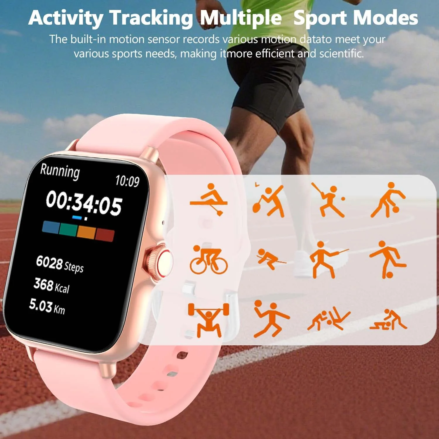 Smart Watch, 1.83" Upgraded Full Touchscreen Smartwatch for Android iPhones with Multiple Sports Fitness Tracker with Smart Watches for Women Men (Pink)