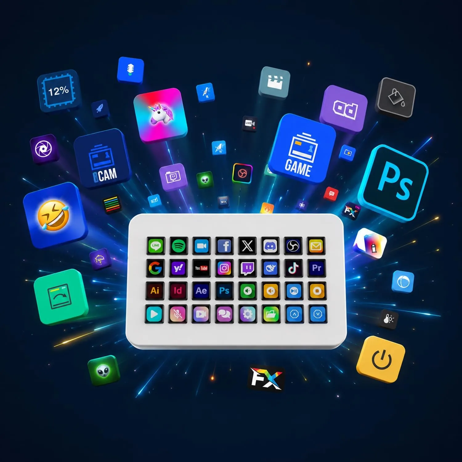 TreasLin/VSDinside Stream Dock XL Advanced Studio Controller, 32 Macro Keys, Trigger Actions in Apps and Software Like OBS, Twitch, YouTube and More, Works with Mac and PC, Stream Controller XL White