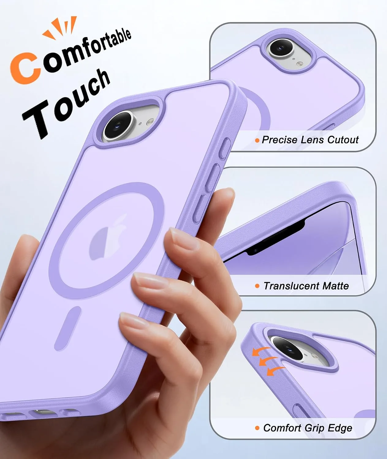 FNTCASE for iPhone 17e / 16e Case Fit for MagSafe Light Purple