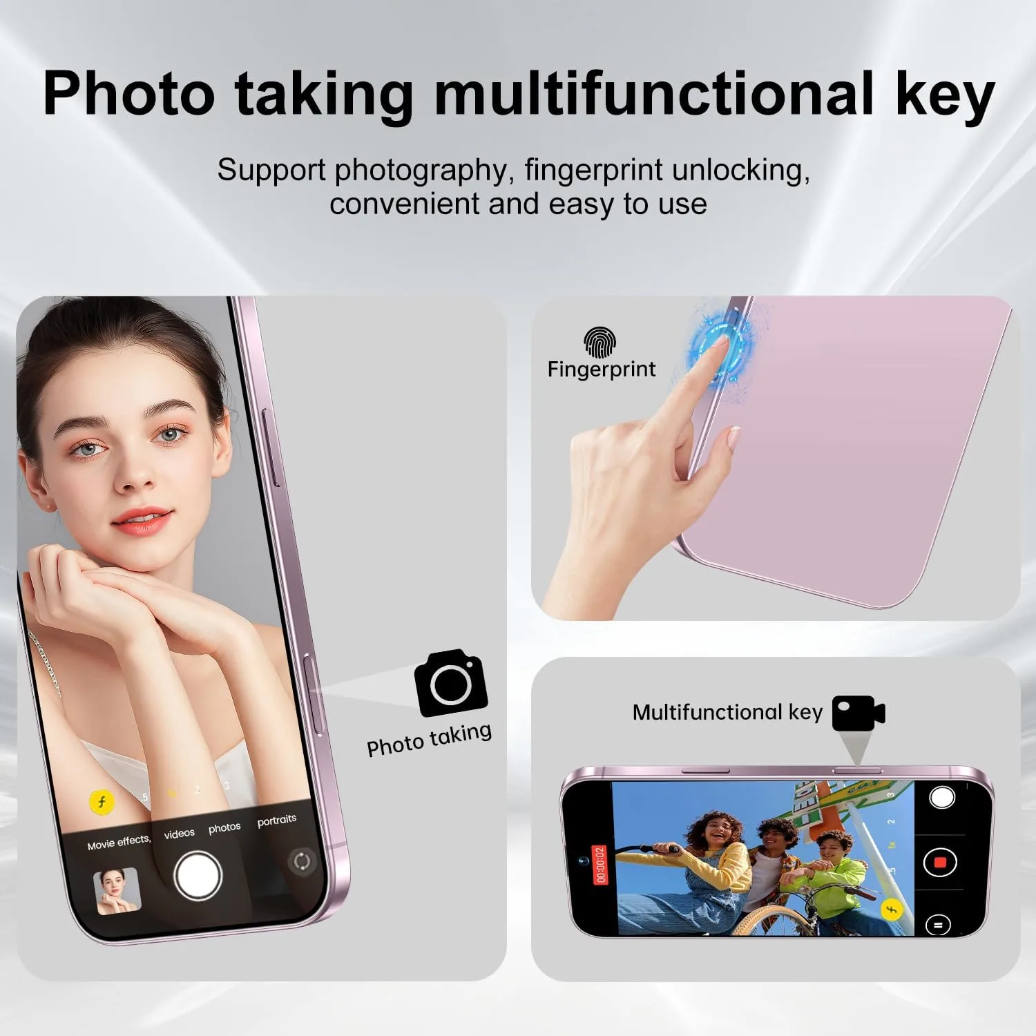 Huness 17 PM 16+1TB Unlocked Cell Phone,6.9" HD Screen Unlocked Phones,Android 15 7000mAh Long Battery Life Smartphone,5G/Dual SIM/Fingerprint Button Unlock/Photos/Face ID (Pink)