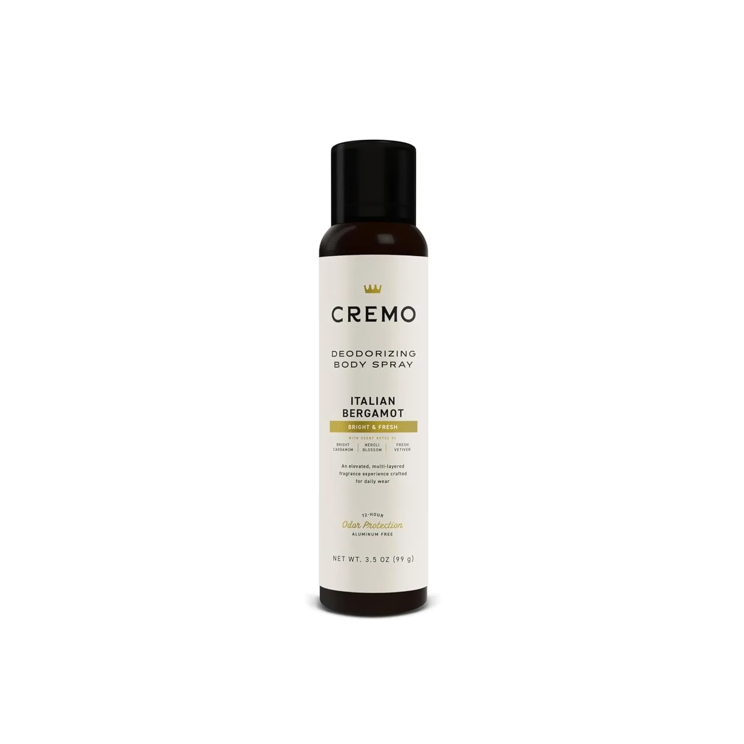 Cremo Deodorizing Body Spray for Men, Italian Bergamot, 3.5 Fl OZ