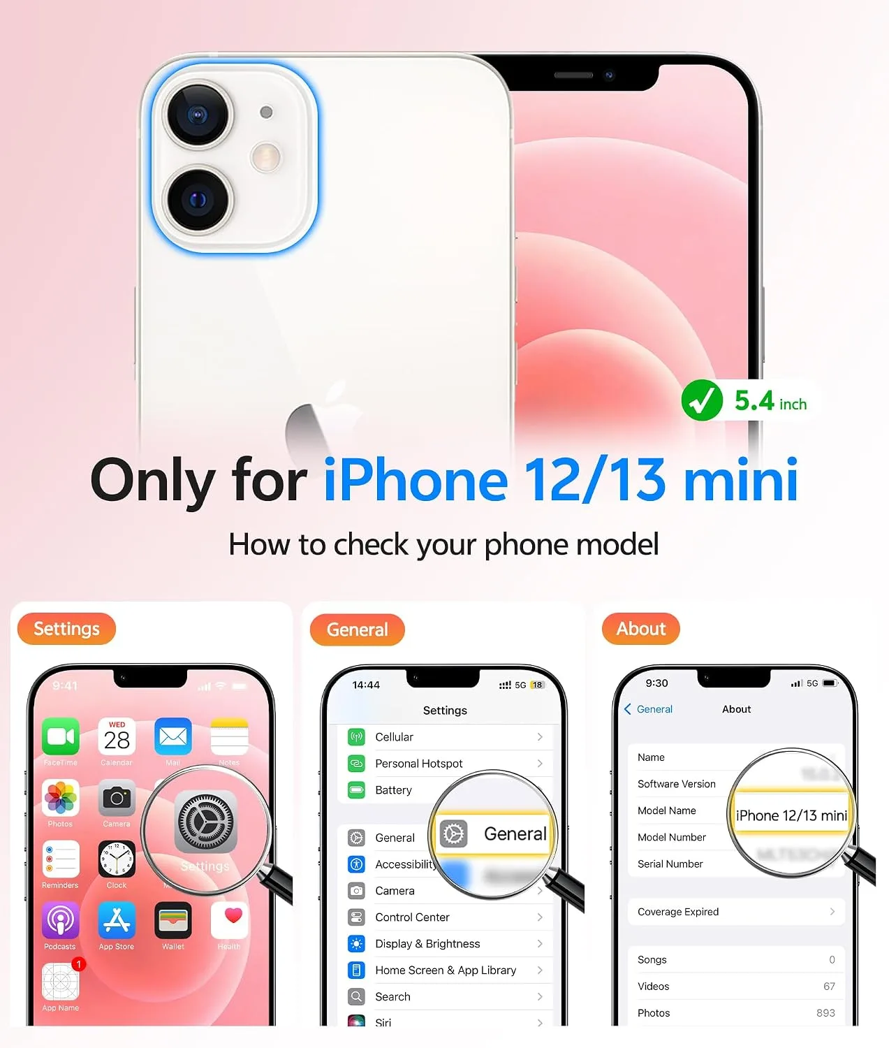 FNTCASE for iPhone 13 Mini / 12 Mini Case, Fit for Magsafe, Light Pink