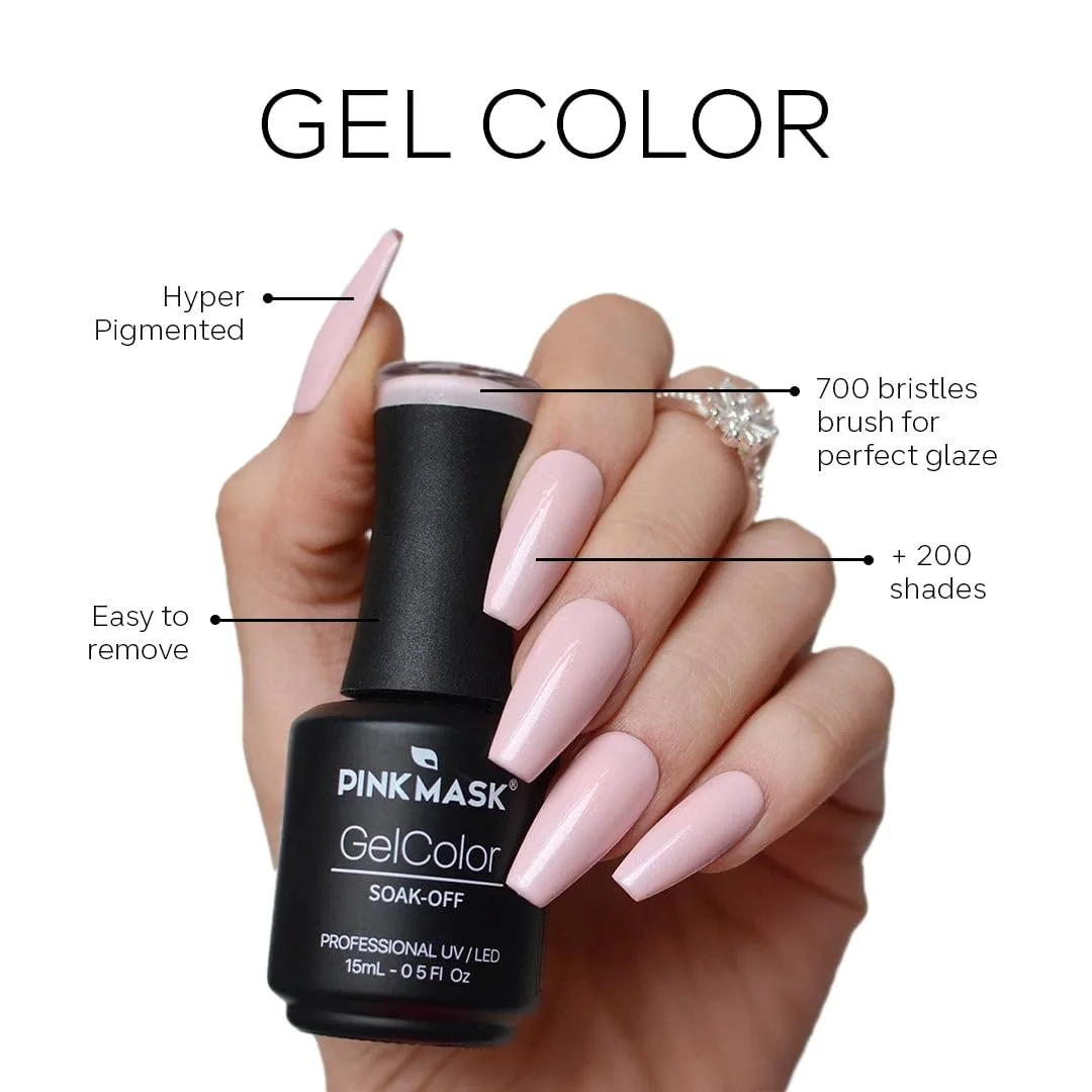 PINK MASK Professional Gel Color Base Coat Nail Polish - 15ml / 0.5 oz - Multiple Shades & Strengthening Formula - Long Lasting Soak Off UV/LED Gel Polish (Grape)