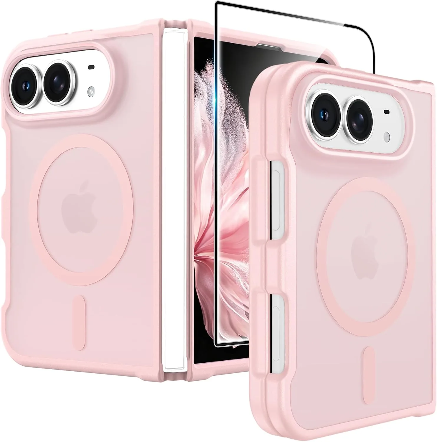 Carcasa Fntcase para iPhone Duo Rosa Claro Translúcida con MagSafe