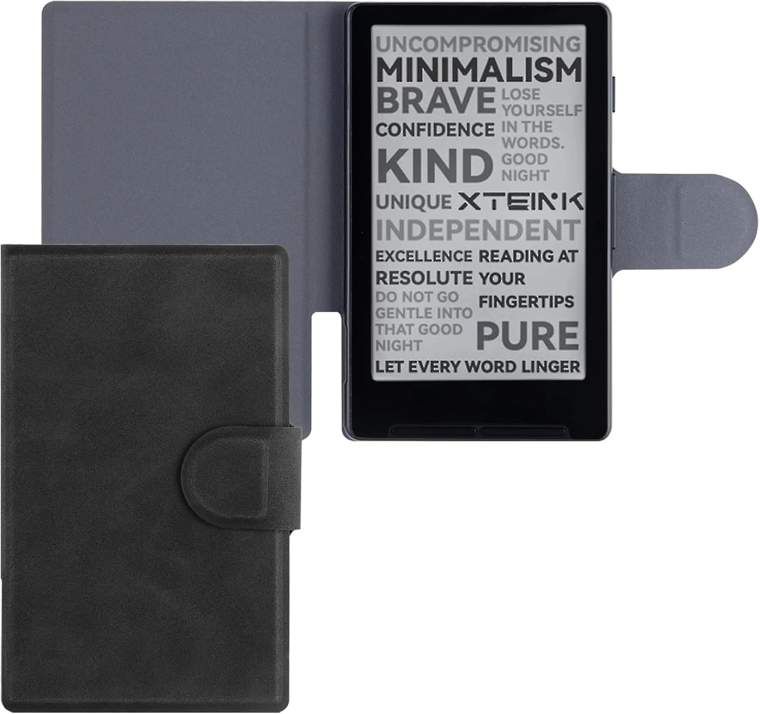 Magnetic Case for Xteink X4,PU Leather Slim Cover, Rock Black