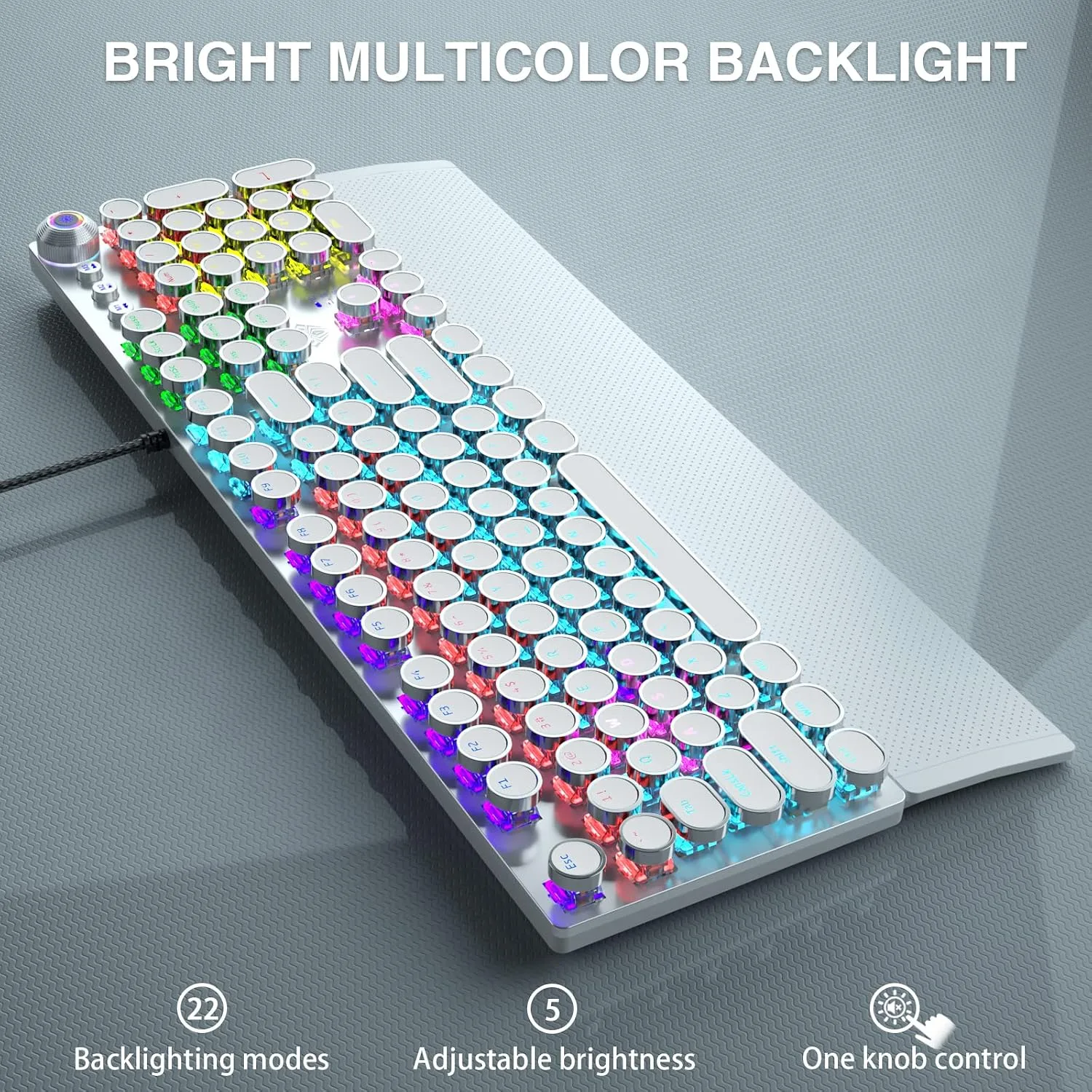 AULA F2088 Typewriter Style Mechanical Gaming Keyboard Wired, 104 Keys