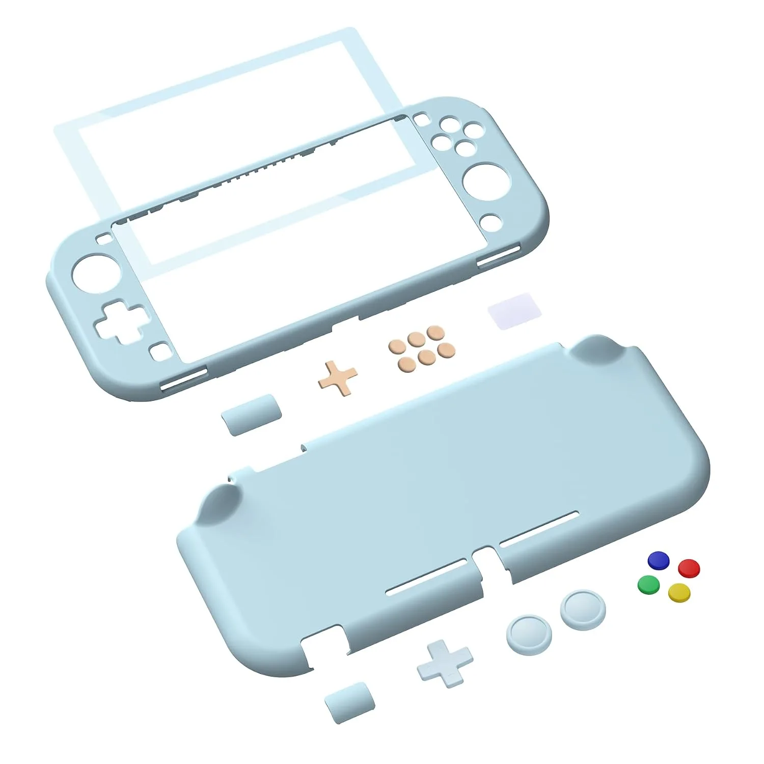 eXtremeRate PlayVital Heaven Blue Protective Grip Case for Nintendo Switch Lite, Hard Cover Protector for Nintendo Switch Lite - Screen Protector & Thumb Grips & Buttons Caps Stickers Included
