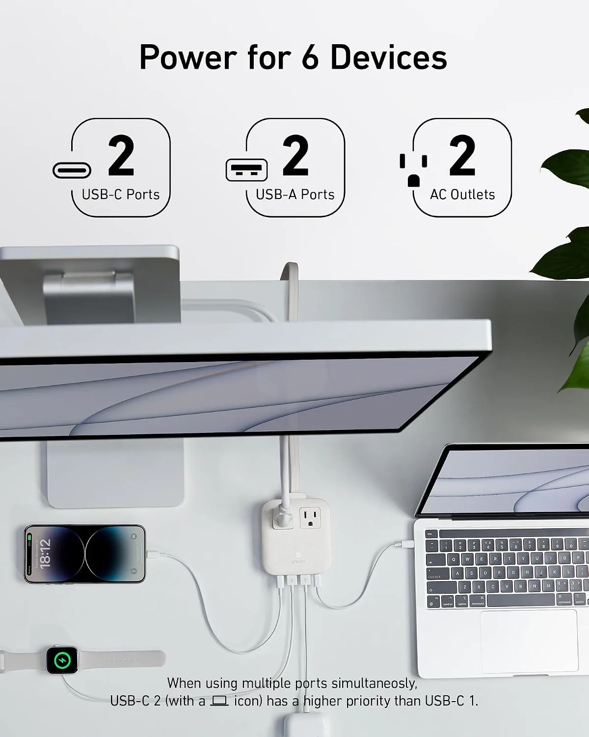 Anker Travel Power Strip, Anker Nano 67W Max 6-in-1 USB C Charger, 2 USB C