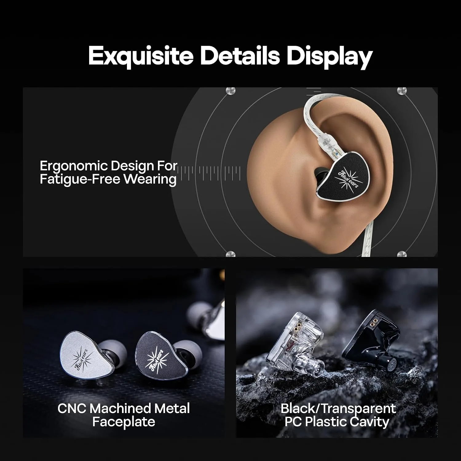 Linsoul Kiwi Ears Belle 10mm DLC Dynamic Driver in-Ear Monitor, HiFi Wired Earbuds with Silver-Plated Cables, Professional IEM for Stage Performance/Gaming/Music Production (3.5mm No MIC, Silver)