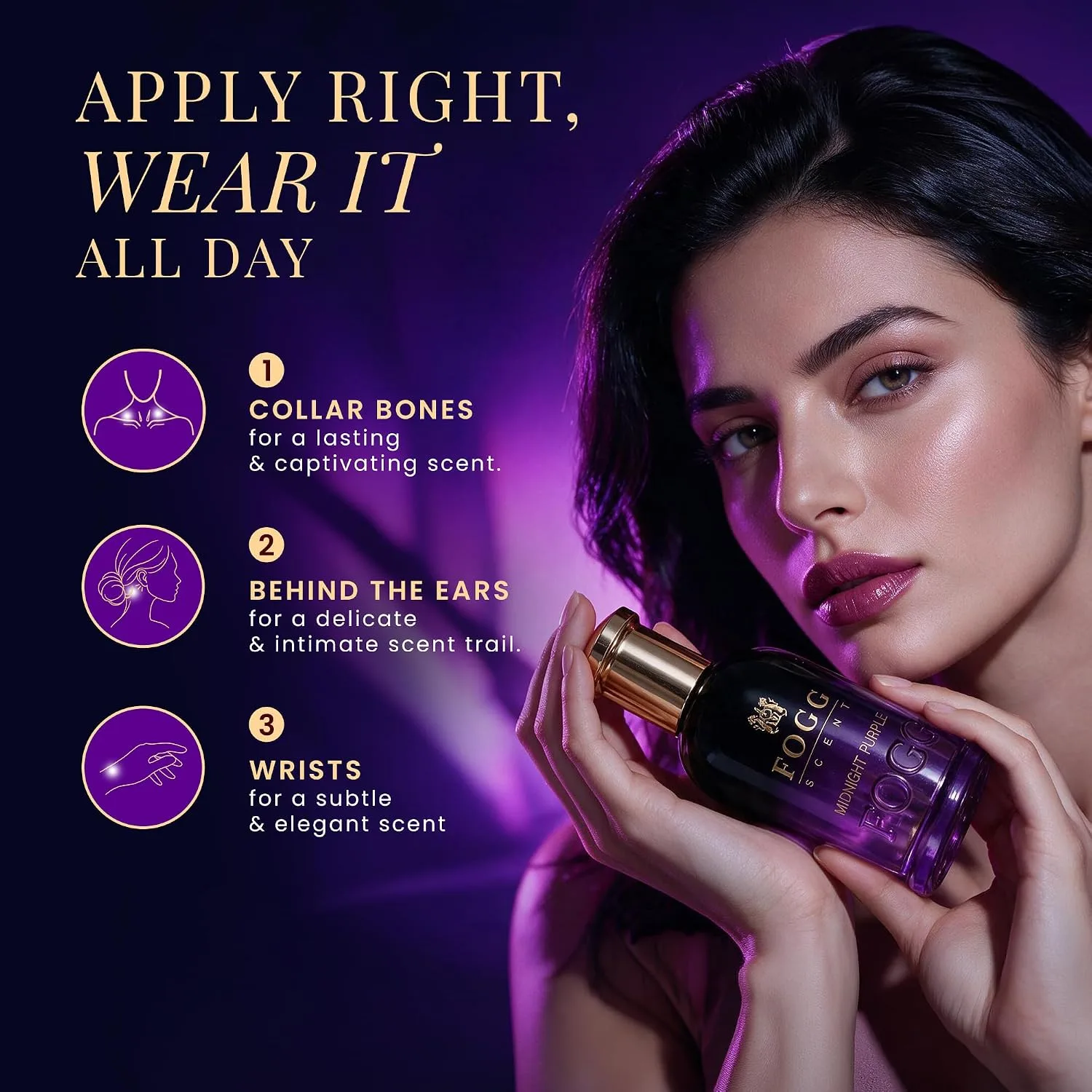 Fogg Midnight Purple Eau De Parfum for Women, 100ml | Long Lasting Floral & Fruity Perfume | Orange, Neroli, Raspberry, Jasmine, Vanilla & Amber Fragrance